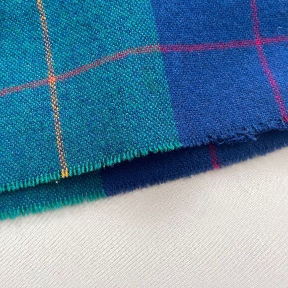 Vintage Plaid A-line Wrap Skirt Size XS Blue Green Wool Plaid Mid Century Modern - Picture 7 of 8